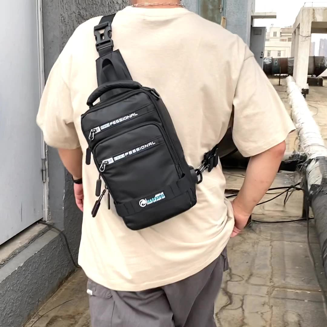 Multifunction Bags for Men Nylon Backpack Crossbody Shoulder Bag with USB Charging Port Chest Bags Pack