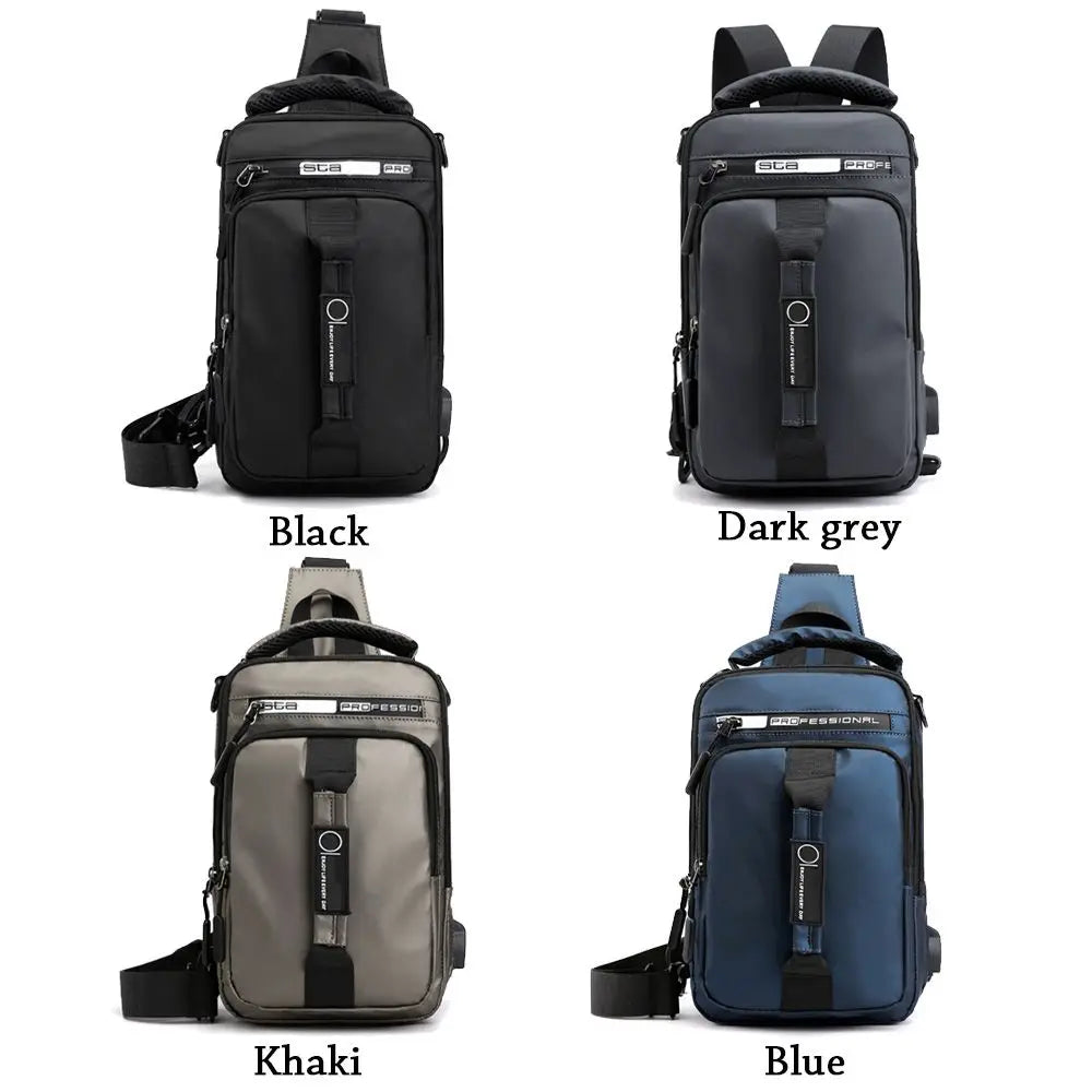 Men'S Sling Crossbody Bag Anti-Theft Chest Shoulder Messenger Backpack USB Port
