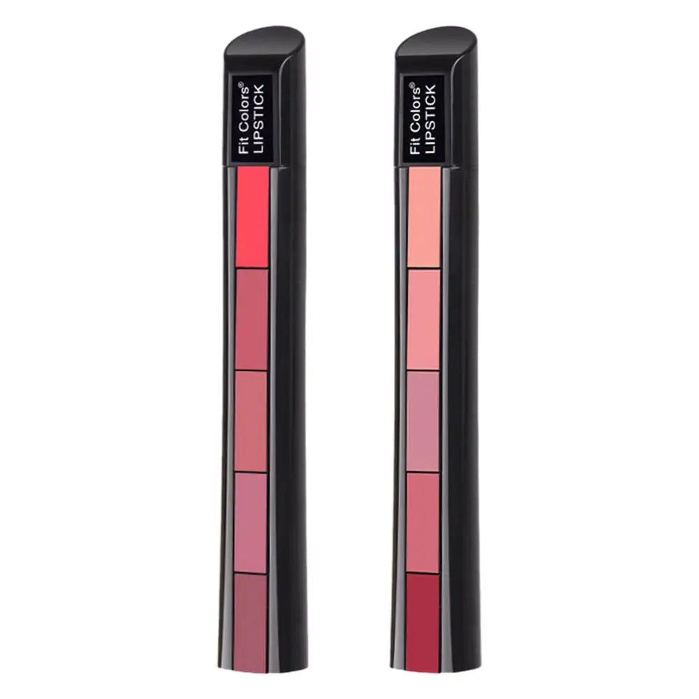 5 in 1 Lipstick Strip Matte Velvet High Color Rendering Lipstick Pen Long Lasting Waterproof Cosmetics Makeup Lipstick Set Gifts