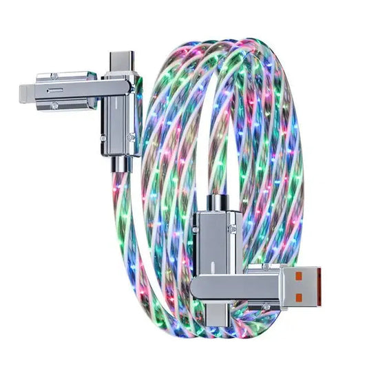 New Starry Sky RGB LED USB Type-C to Type-C to Lightning and 4 in 1 Fast Charging Cable for Iphone 15 14 Xiaomi Samsung HUAWEI
