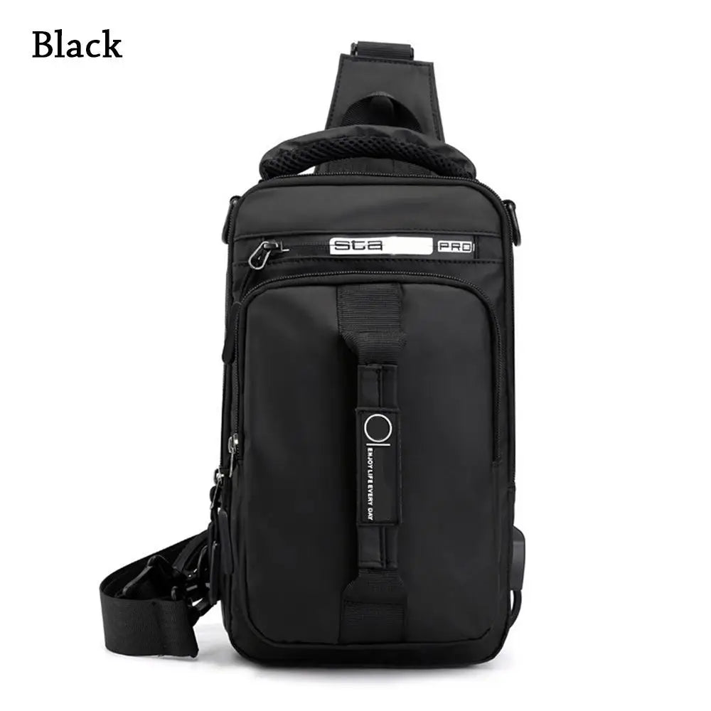 Men'S Sling Crossbody Bag Anti-Theft Chest Shoulder Messenger Backpack USB Port
