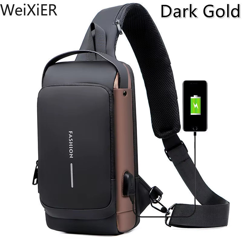 Newest Men anti Theft Chest Bag Shoulder USB Charging Crossbody Package School Short Trip Messengers Gym Men'S Sling Sports Pack