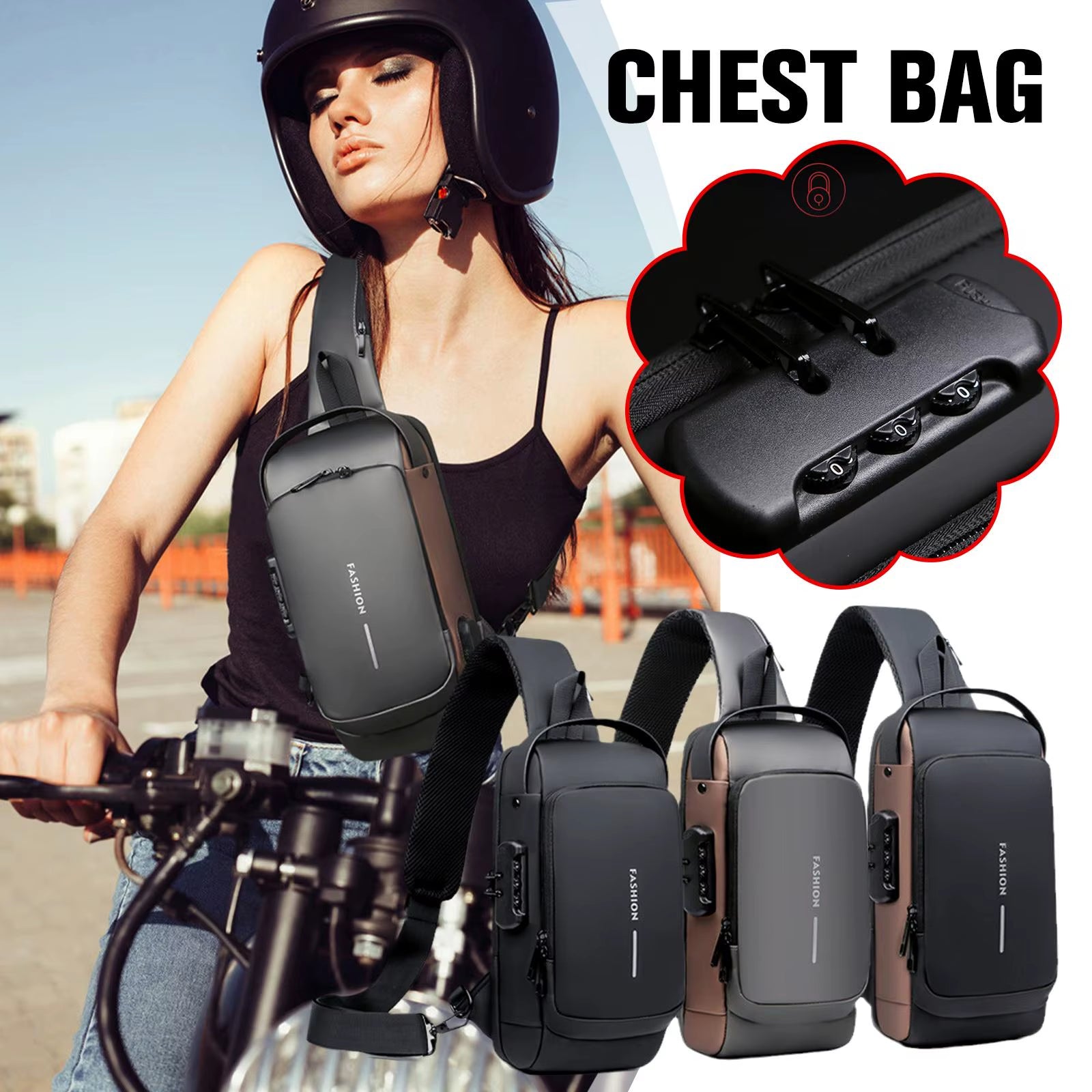 Newest Men anti Theft Chest Bag Shoulder USB Charging Crossbody Package School Short Trip Messengers Gym Men'S Sling Sports Pack