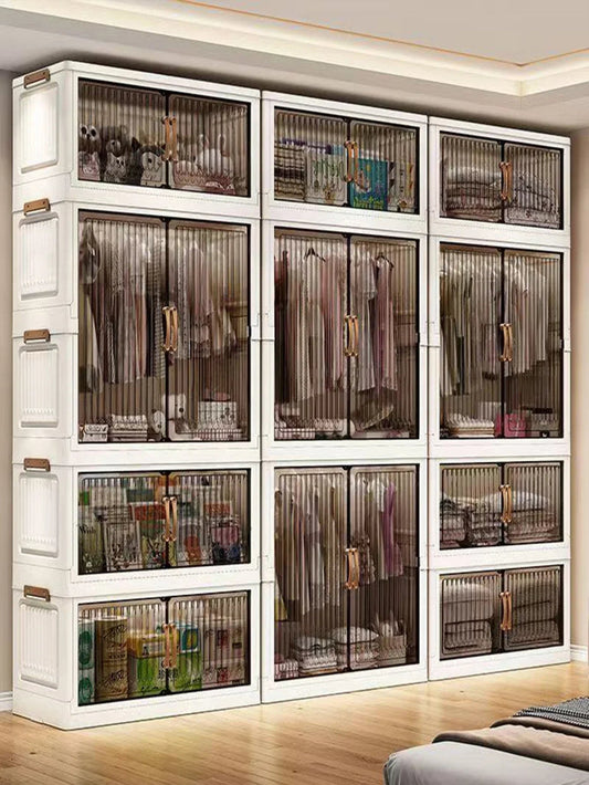 Multifunction Folding Storage Cabinet Dustproof Wardrobe Sundries Cabinet Closet Organizer Locker Storage Box