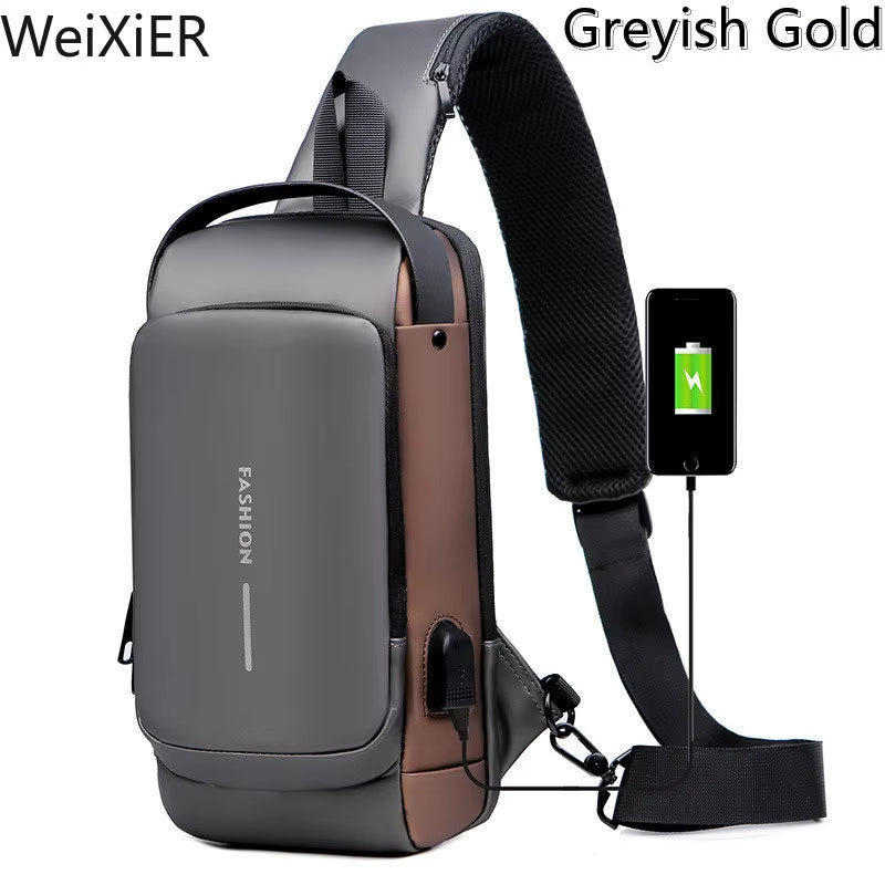Newest Men anti Theft Chest Bag Shoulder USB Charging Crossbody Package School Short Trip Messengers Gym Men'S Sling Sports Pack