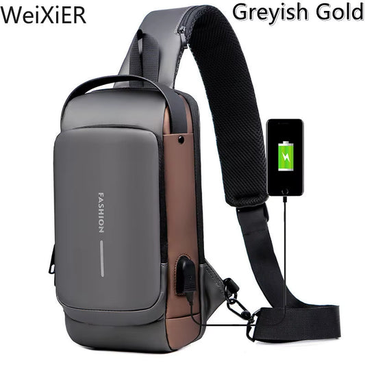 Newest Men anti Theft Chest Bag Shoulder USB Charging Crossbody Package School Short Trip Messengers Gym Men'S Sling Sports Pack