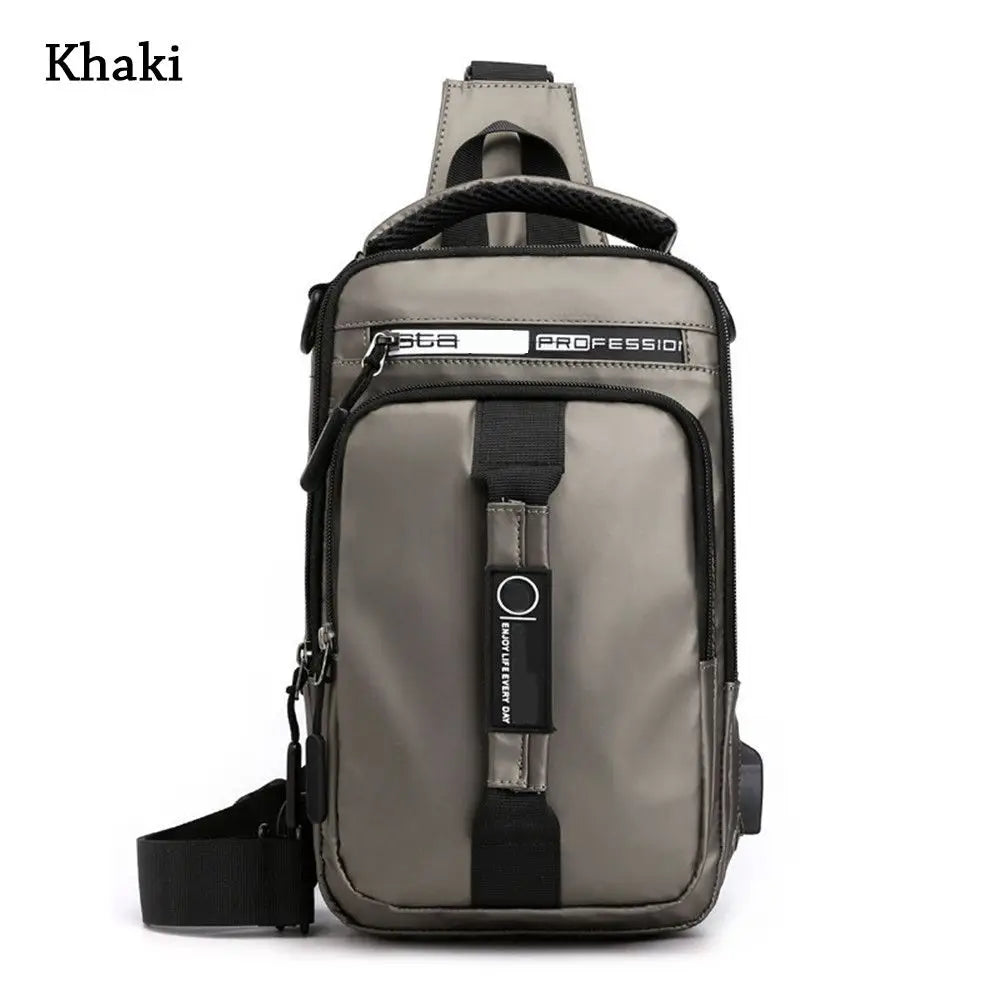 Men'S Sling Crossbody Bag Anti-Theft Chest Shoulder Messenger Backpack USB Port