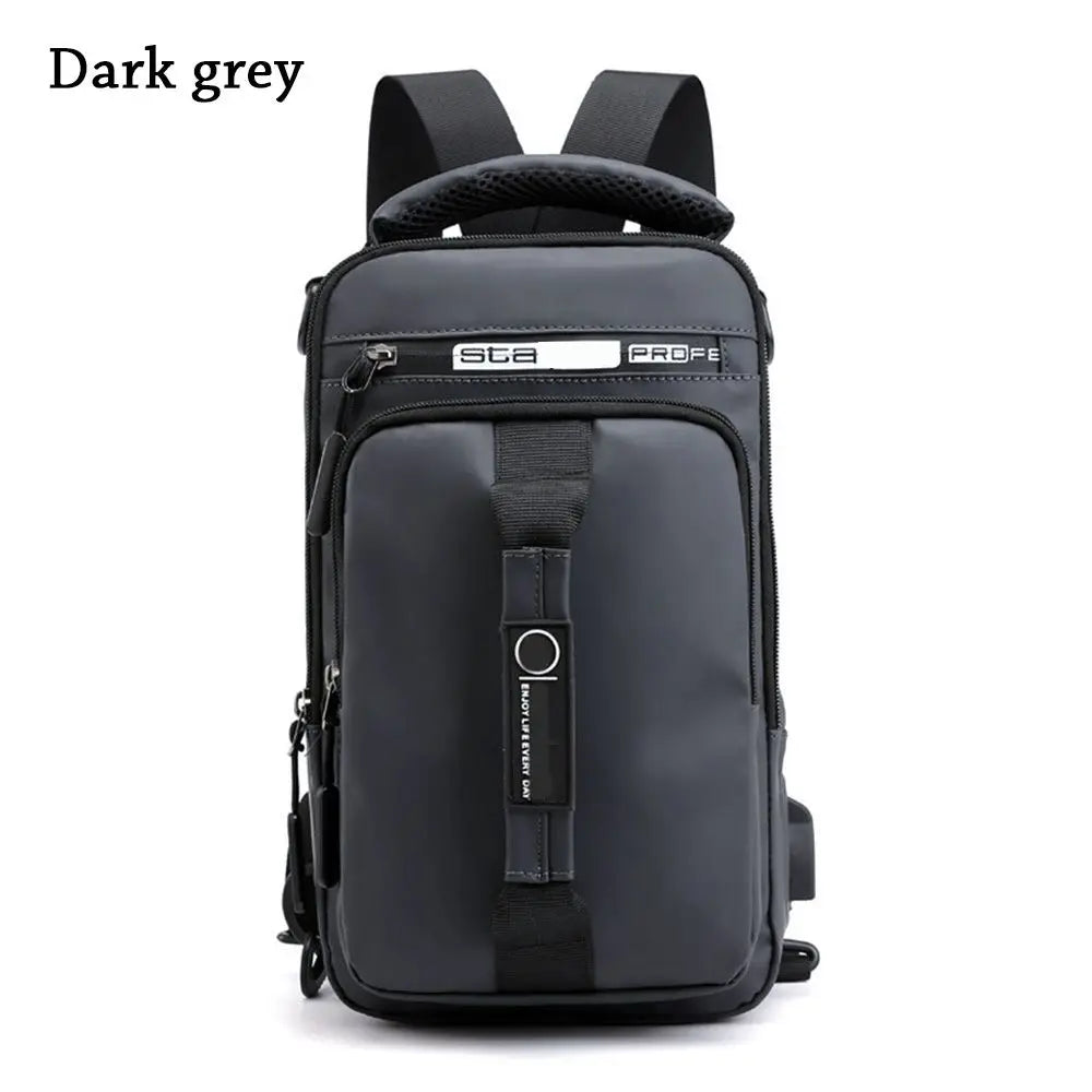 Men'S Sling Crossbody Bag Anti-Theft Chest Shoulder Messenger Backpack USB Port