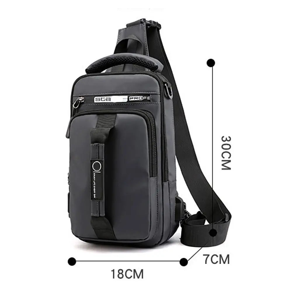 Men'S Sling Crossbody Bag Anti-Theft Chest Shoulder Messenger Backpack USB Port