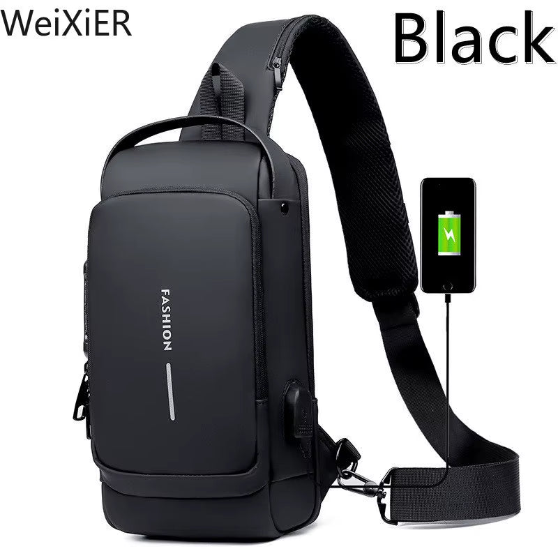 Newest Men anti Theft Chest Bag Shoulder USB Charging Crossbody Package School Short Trip Messengers Gym Men'S Sling Sports Pack